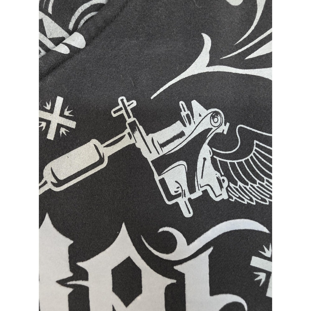 Tribal Gear Hoodie Mens Large Black Full Zip Tattoo Graphic Sweatshirt Fleece - Picture 3 of 11